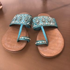 Turquoise beaded sandals